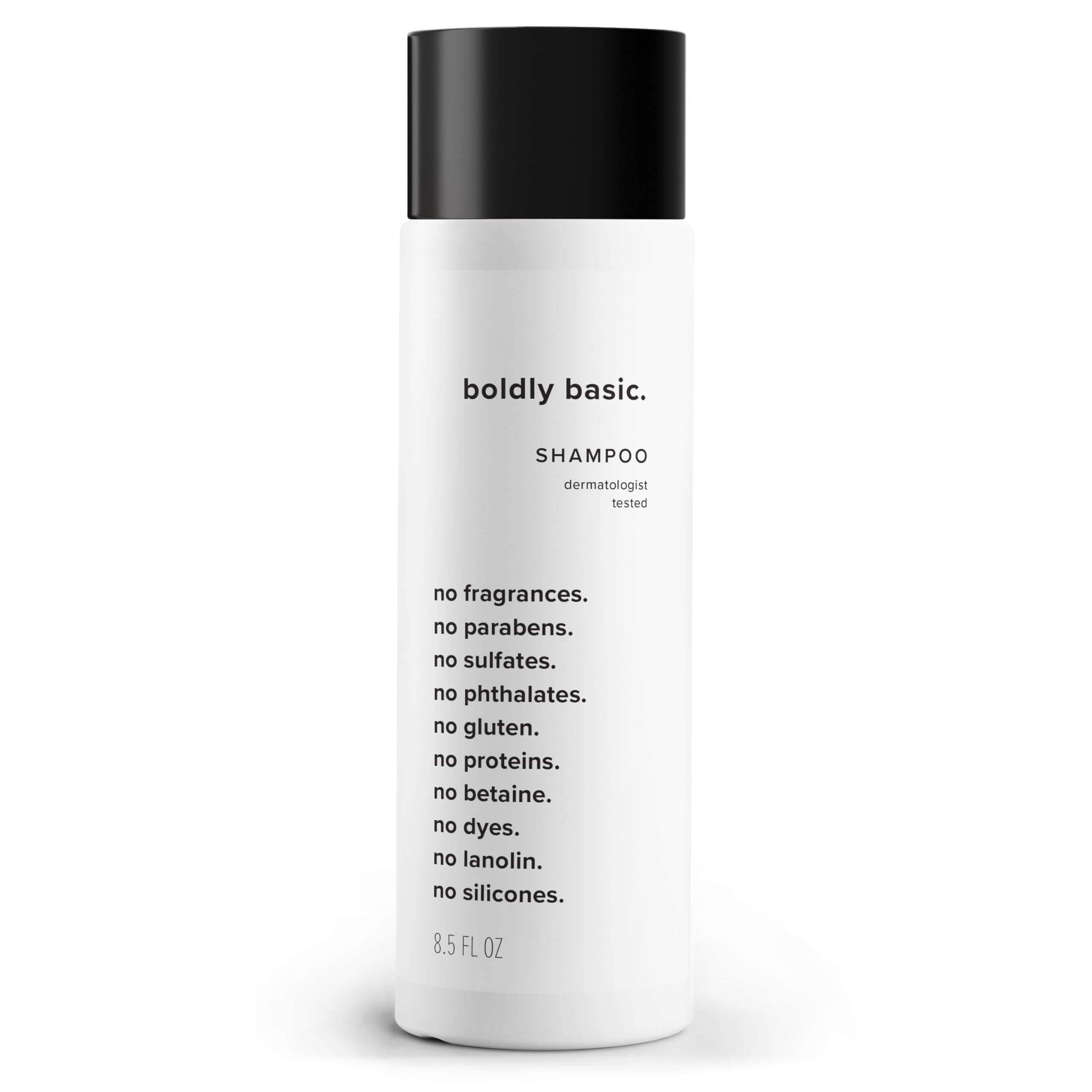 Boldly Basic Fragrance Free Shampoo - Gentle on Sensitive Skin and Hair - Unscented - Dermatologist Tested - No Sulfates, Parabens or Gluten - Non Comedogenic and Hypoallergenic - Image 1