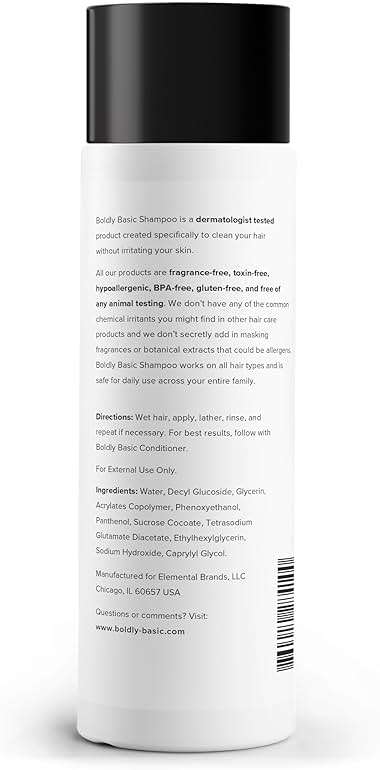 Boldly Basic Fragrance Free Shampoo - Gentle on Sensitive Skin and Hair - Unscented - Dermatologist Tested - No Sulfates, Parabens or Gluten - Non Comedogenic and Hypoallergenic - Image 2