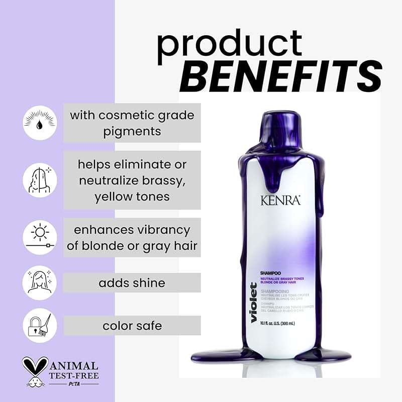Kenra Violet Shampoo | Eliminates Brassy Tones | Purple Pigment + Deposit | Neutralizes Yellow | Moisturizes Processed Hair | Enhances Vibrancy of Blonde or Gray Hair | Color Safe - Image 2