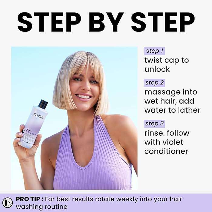 Kenra Violet Shampoo | Eliminates Brassy Tones | Purple Pigment + Deposit | Neutralizes Yellow | Moisturizes Processed Hair | Enhances Vibrancy of Blonde or Gray Hair | Color Safe - Image 4