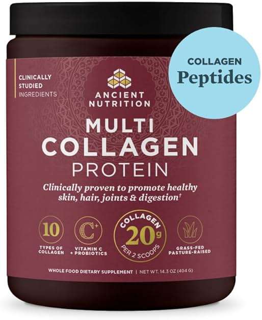 Ancient Nutrition Collagen Peptides Powder, Multi Collagen Protein, Women & Men, Vitamin C, Probiotics, Hydrolyzed Collagen, Supports Skin, Joints, Gut Health, Unflavored, 40 Servings - Image 1