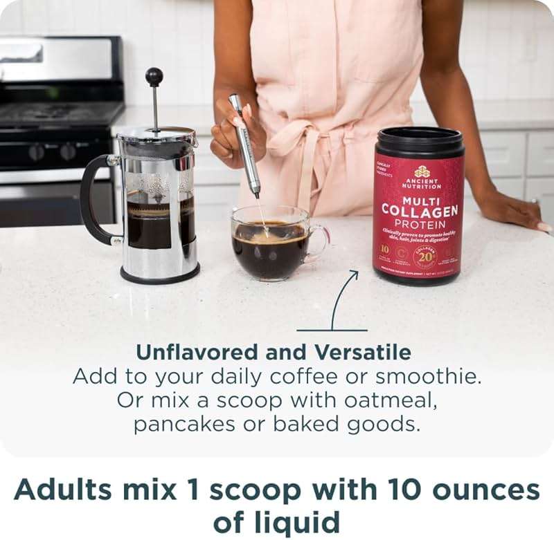 Ancient Nutrition Collagen Peptides Powder, Multi Collagen Protein, Women & Men, Vitamin C, Probiotics, Hydrolyzed Collagen, Supports Skin, Joints, Gut Health, Unflavored, 40 Servings - Image 5