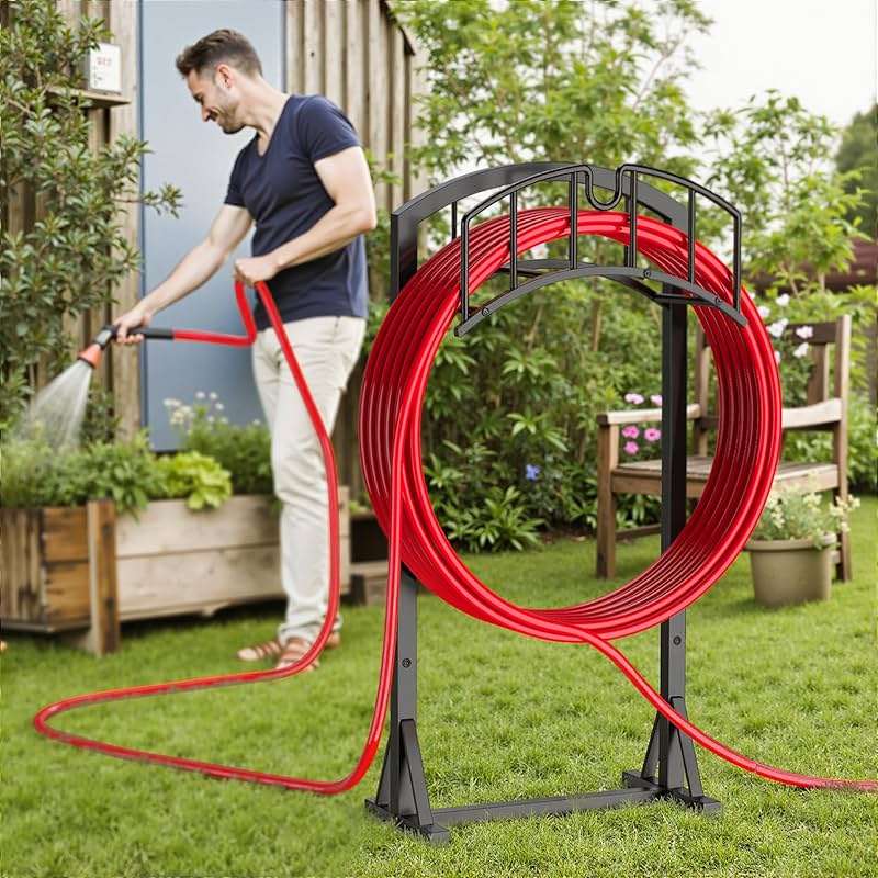 Minicloss Garden Hose Holder, Heavy Duty Hose Hanger with 4 Spikes,Freestanding Water Hose Holders Rack for Outside Lawn & Yard - Image 2