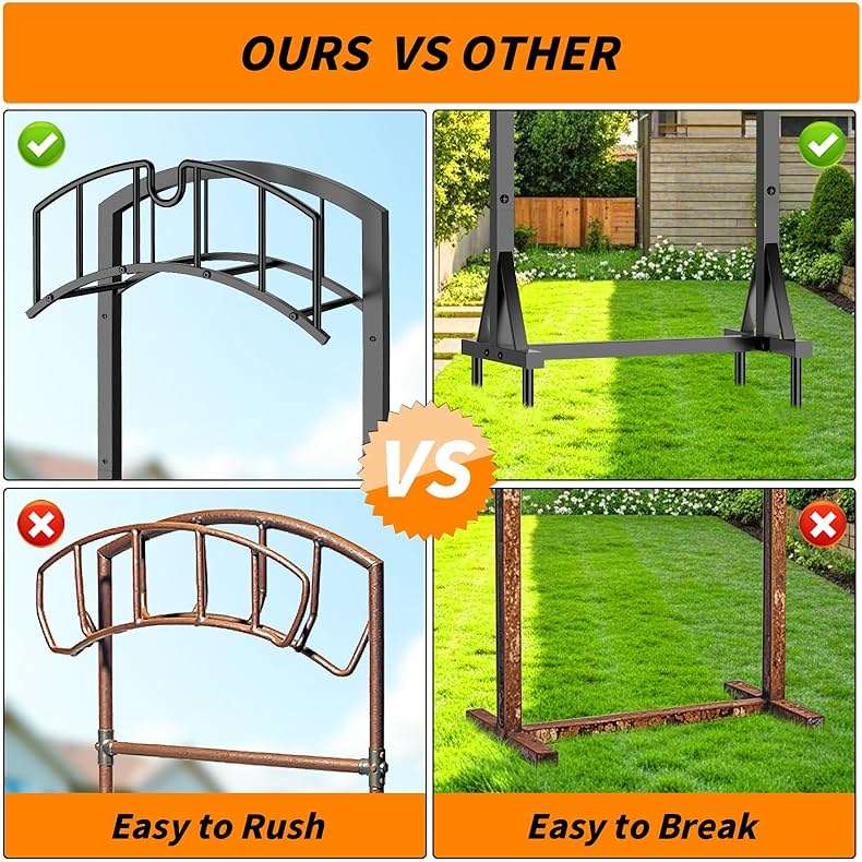 Minicloss Garden Hose Holder, Heavy Duty Hose Hanger with 4 Spikes,Freestanding Water Hose Holders Rack for Outside Lawn & Yard - Image 4