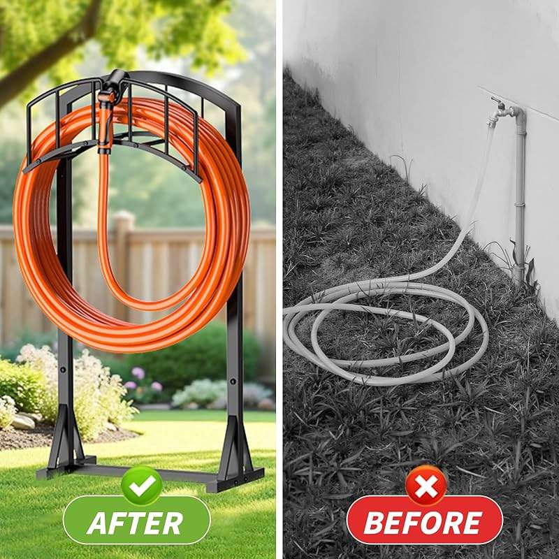 Minicloss Garden Hose Holder, Heavy Duty Hose Hanger with 4 Spikes,Freestanding Water Hose Holders Rack for Outside Lawn & Yard - Image 5