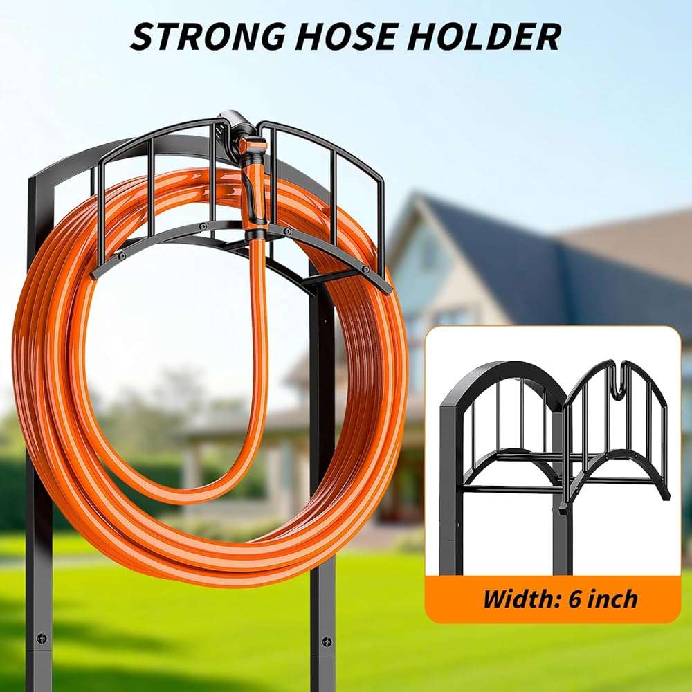 Minicloss Garden Hose Holder, Heavy Duty Hose Hanger with 4 Spikes,Freestanding Water Hose Holders Rack for Outside Lawn & Yard - Image 6