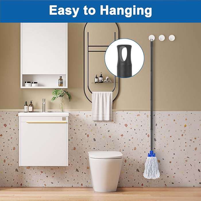 KeFanta Mop for Floor Cleaning,2 Pcs Cotton String Wet Mops Replacement Head Refill Compatible with Microfiber Cloth Mop & 0.8" Diameter Mops Handle(1 Handle & 2 Heads) - Image 7