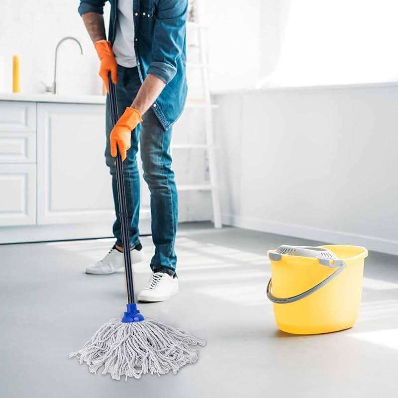 KeFanta Mop for Floor Cleaning,2 Pcs Cotton String Wet Mops Replacement Head Refill Compatible with Microfiber Cloth Mop & 0.8" Diameter Mops Handle(1 Handle & 2 Heads) - Image 8