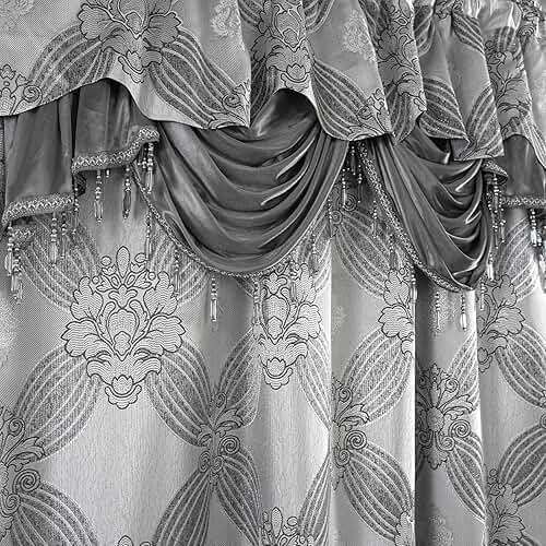 Petrichor Elegant Curtains with Gold Silver Threads 2 Panels Set - Luxury Window Treatment Attached Valance, Sheer Backing, and 2 Tie Backs for Bedroom and Living Room, 54x84 inches, Silver - Image 6