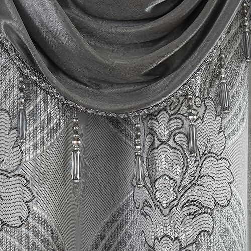 Petrichor Elegant Curtains with Gold Silver Threads 2 Panels Set - Luxury Window Treatment Attached Valance, Sheer Backing, and 2 Tie Backs for Bedroom and Living Room, 54x84 inches, Silver - Image 10