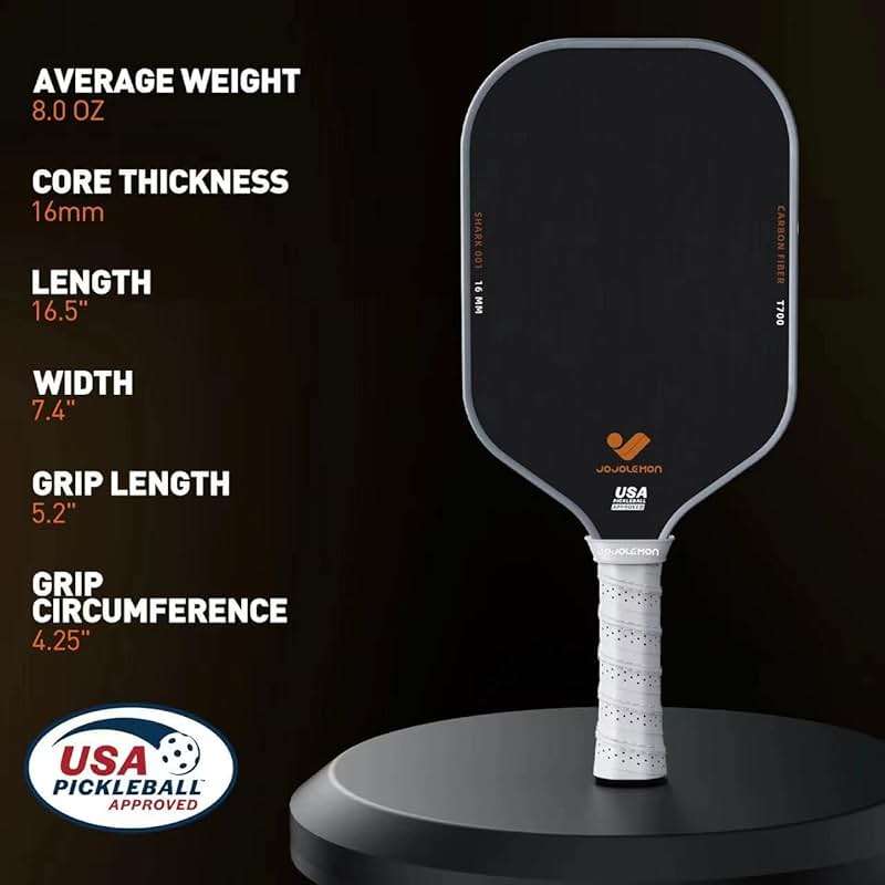 JOJOLEMON Pickleball Paddles, Carbon Fiber Pickleball Paddle with a 16mm Shark Power Polymer Core, The Pickleball Rackets Designed for Ultimate Spin & Consistency - Image 5