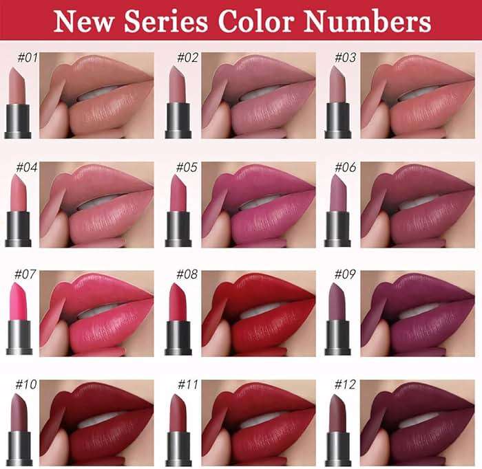 evpct 6Pcs Pink Dark Ruby Wine Red Plum Purple Matte Lipstick Sets for Women Velvet Lipstick Long Lasting Waterproof 24 Hours Lip Stick Stain Makeup Gift Set labiales mate 24 horas originales B - Image 2