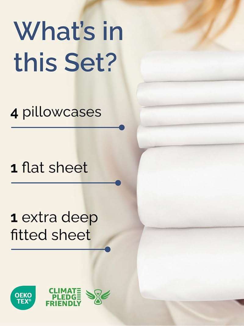 Extra Deep King Sheet Set - 6 Piece Breathable and Cooling Sheets - Hotel Luxury Bedding for Women, Men, Kids & Teens - Easy & Secure Fit - Soft and Wrinkle Free - Extra Deep Pockets - Antique White - Image 2