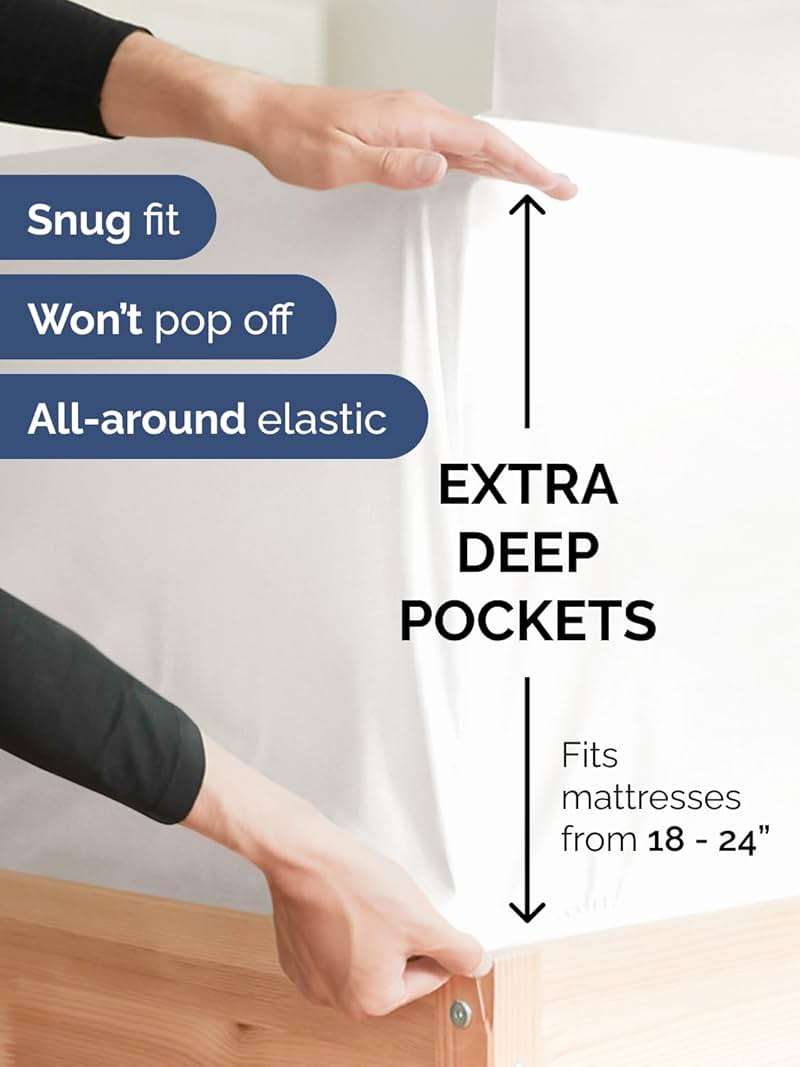 Extra Deep King Sheet Set - 6 Piece Breathable and Cooling Sheets - Hotel Luxury Bedding for Women, Men, Kids & Teens - Easy & Secure Fit - Soft and Wrinkle Free - Extra Deep Pockets - Antique White - Image 3