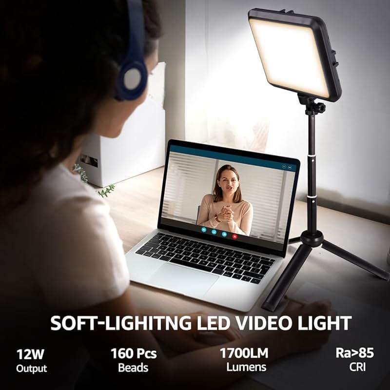 NiceVeedi LED Photography Lighting Kit, 2-Pack 8” Portable Video Light with 29" Adjustable Tripod Stand, 2800K-6500K Dimmable Softlight Studio Light for Zoom, Game Streaming, YouTube - Image 2