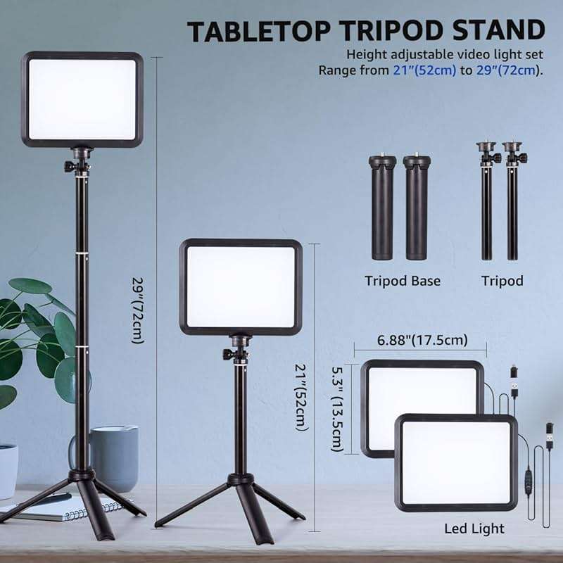 NiceVeedi LED Photography Lighting Kit, 2-Pack 8” Portable Video Light with 29" Adjustable Tripod Stand, 2800K-6500K Dimmable Softlight Studio Light for Zoom, Game Streaming, YouTube - Image 7