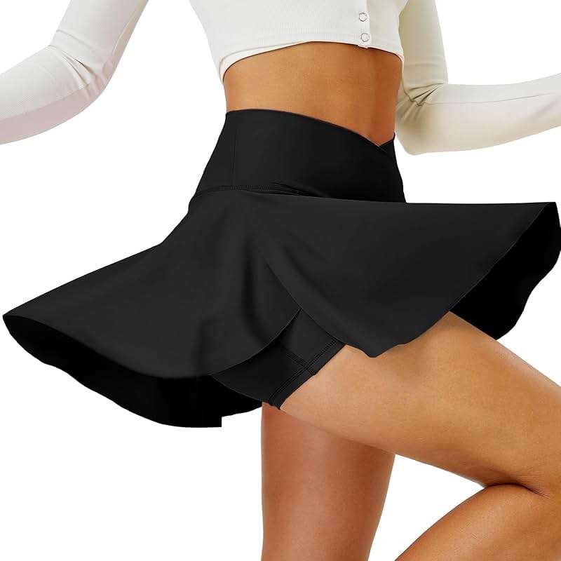 DLOODA Tennis Skirt for Women,High Waisted Skorts Crossover Athletic Skirts with Pockets Shorts for Golf Workout Pickleball - Image 2