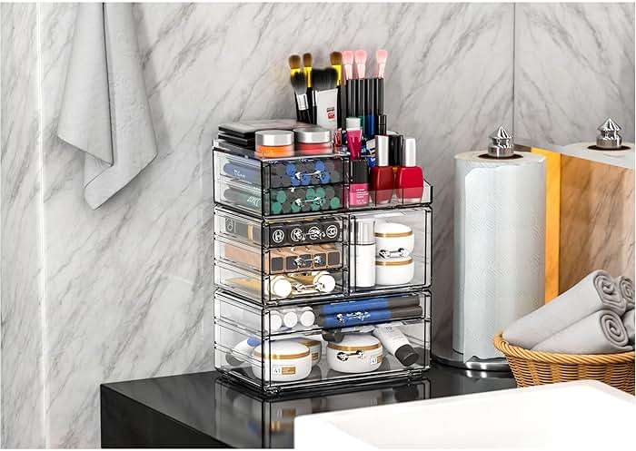 Acrylic Clear Makeup Organizer Countertop,Stackable Skincare Organizer for Vanity With 8 Drawers,Large Plastic Desk Accessories Organization,Bathroom Cosmetic Organizer Countertop for Beauty,Skin Care - Image 2
