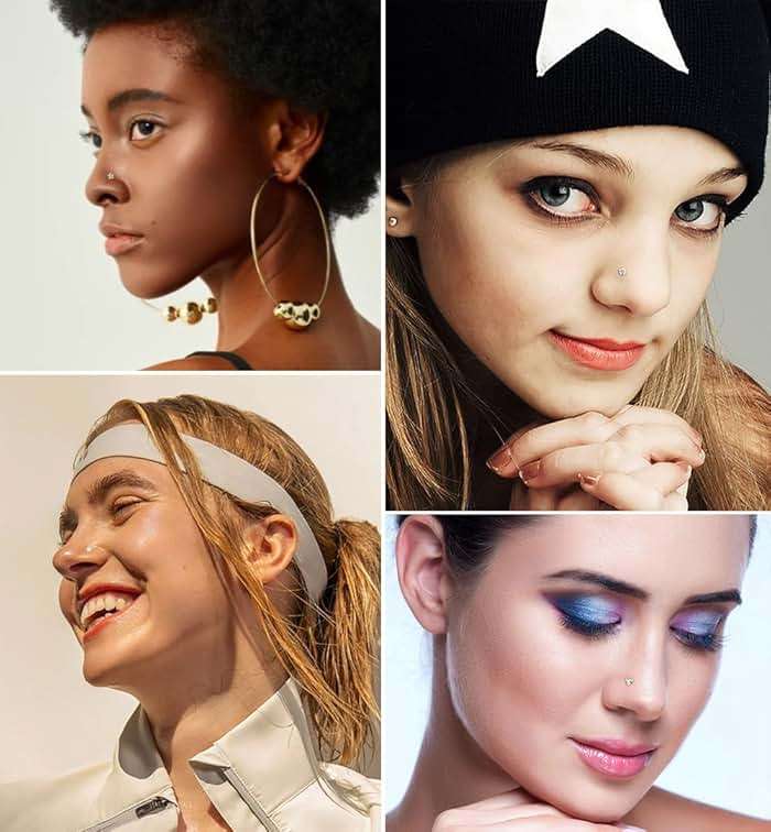 SEEDRILL 8Pcs 20G Nose Rings studs for Woman Hypoallergenic Nose Studs 316L Surgical Steel with Gold Plated Nose Piercings Jewelry 3mm CZ L Shape Nose Rings 20 Gauge Nose Stud Nose Screw Studs - Image 4