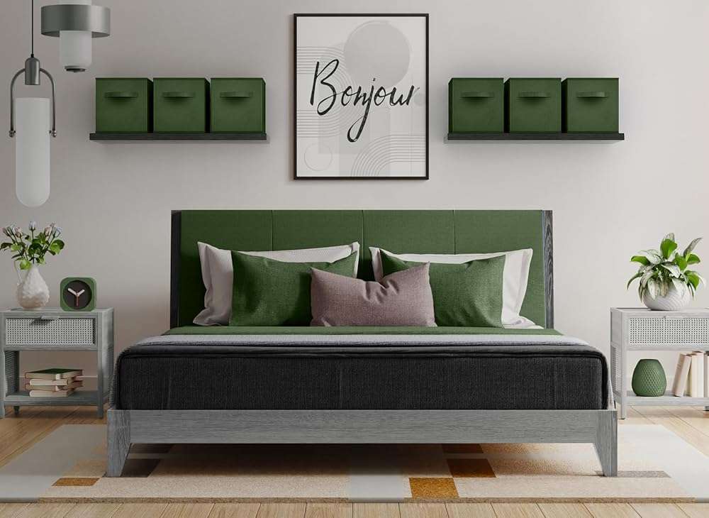 Sorbus Foldable Storage Cubes - 6 Fabric Baskets for Organizing Pantry, Shelf, Toy Box, Cubby, Closet Organizer - 11 Inch Collapsible Closet Organizers and Storage Bins (Dark Green 6 Pack) - Image 2