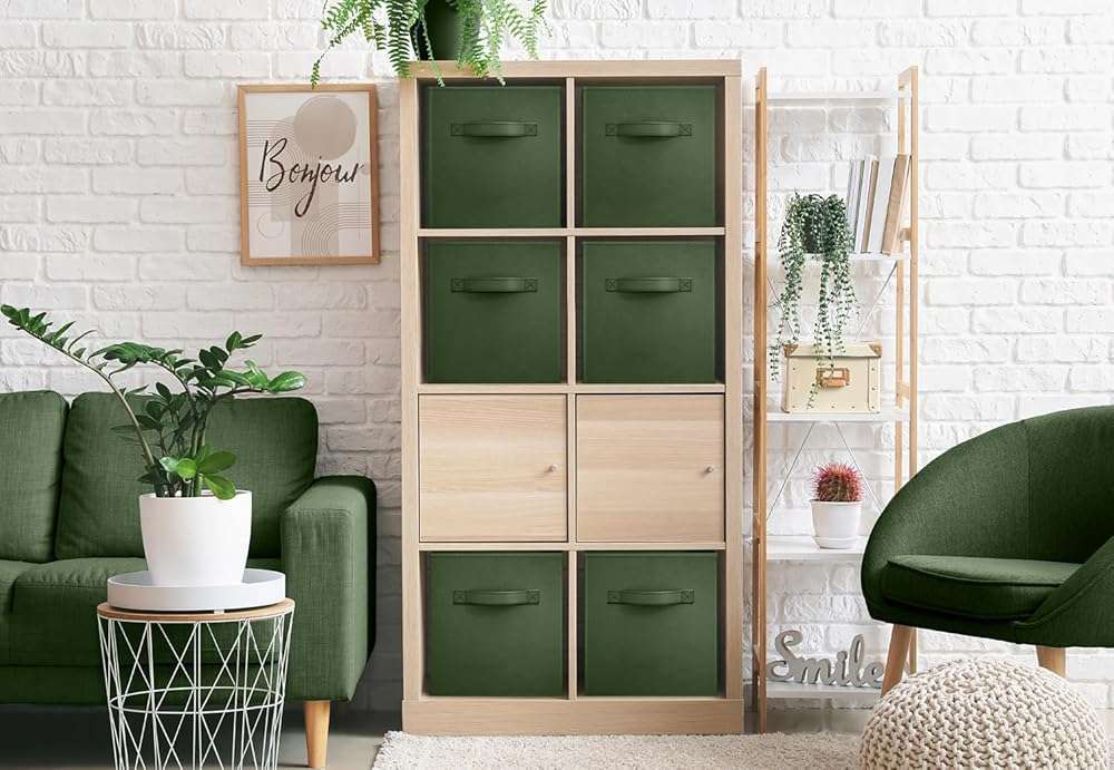 Sorbus Foldable Storage Cubes - 6 Fabric Baskets for Organizing Pantry, Shelf, Toy Box, Cubby, Closet Organizer - 11 Inch Collapsible Closet Organizers and Storage Bins (Dark Green 6 Pack) - Image 4