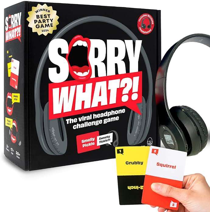 Lucky Egg Sorry What - Award Winning Lip Reading Friends Party Game Based On The Headphone Challenge TikTok Trend - 2+ Players 40,000 Funny Word Phrase Combinations Card Game for Friends - Image 1