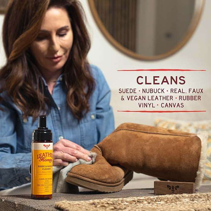 Leather Honey Suede Cleaner: Non-Toxic Suede & Nubuck Care, Made in the USA Since 1968. Clean and Restore Suede & Nubuck Shoes, Boots, Jackets, Uggs, Bags, Purses and More. Safe for Any Color & White - Image 4