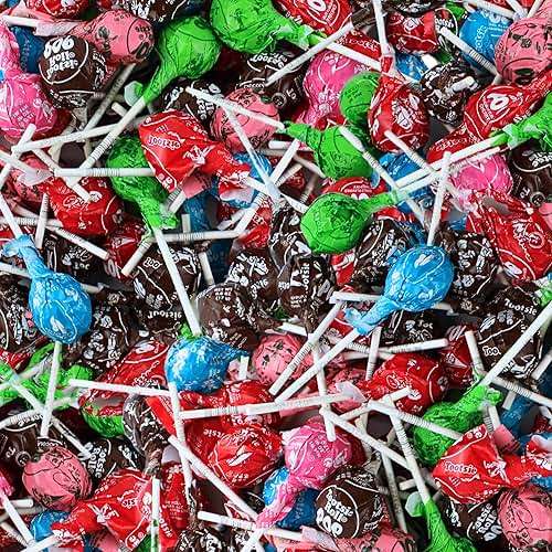 Fun Flavor Assorted Toot-sie Lollipops Bulk, Filled Chocolate Tootsy Roll Pops with Bright Fruity Flavors, by Queen City Candy Cave (1 Pound) - Image 1
