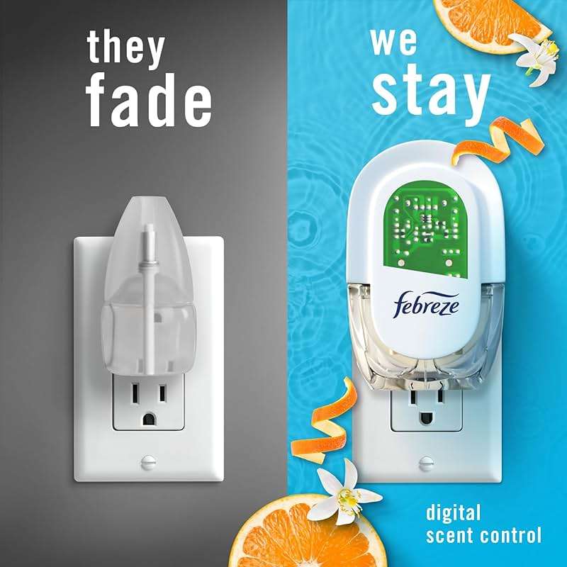 Febreze Plug In Air Freshener, Odor-Fighting Scented Oil Refill For Home, Bathroom, & Kitchen, Long Lasting, Refresh & Energize and Soothe & Restore Scents, 0.87oz Refills, 4ct (2 of Each) - Image 8