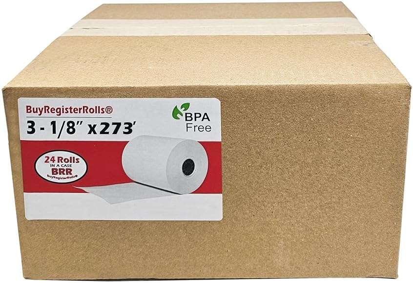 (24 Extra Large Rolls) 3 1/8 x 273 Thermal Paper Receipt Rolls fits all Clover POS Cash Register Printers Star SCP700 TSP100 TSP300 TSP400 TSP500 TSP600 TSP 700 TSP2000 CT S300 from BuyRegisterRolls - Image 2