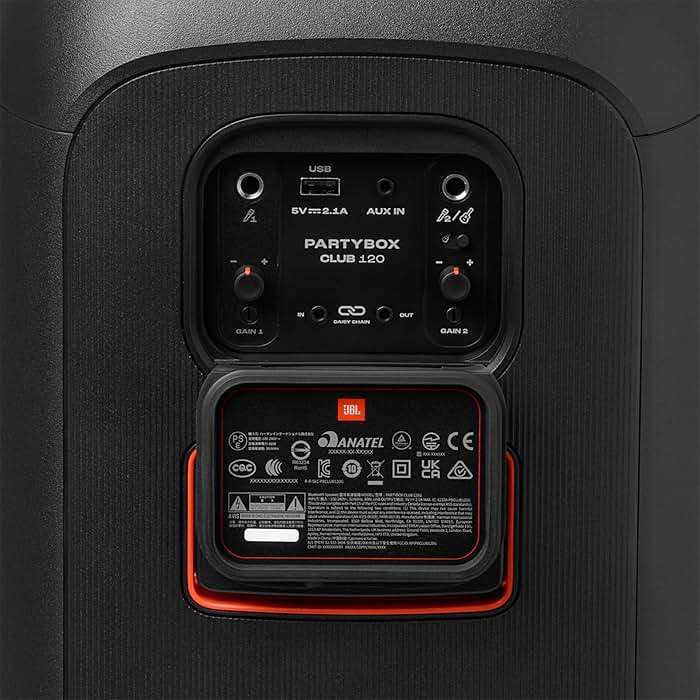 JBL PartyBox Club 120 - Portable Party Speaker with Foldable Handle, Powerful JBL Pro Sound, Futuristic lightshow, Up to 12 Hours of Play time, Splash Proof, Dual Mic & Guitar Inputs (Black) - Image 2