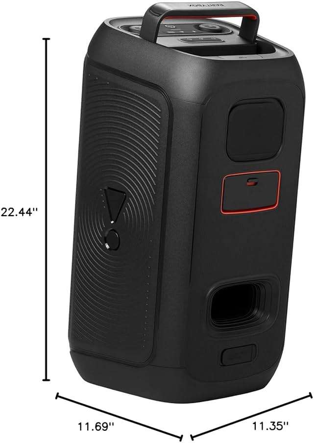 JBL PartyBox Club 120 - Portable Party Speaker with Foldable Handle, Powerful JBL Pro Sound, Futuristic lightshow, Up to 12 Hours of Play time, Splash Proof, Dual Mic & Guitar Inputs (Black) - Image 12