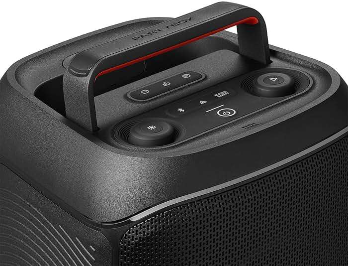 JBL PartyBox Club 120 - Portable Party Speaker with Foldable Handle, Powerful JBL Pro Sound, Futuristic lightshow, Up to 12 Hours of Play time, Splash Proof, Dual Mic & Guitar Inputs (Black) - Image 9