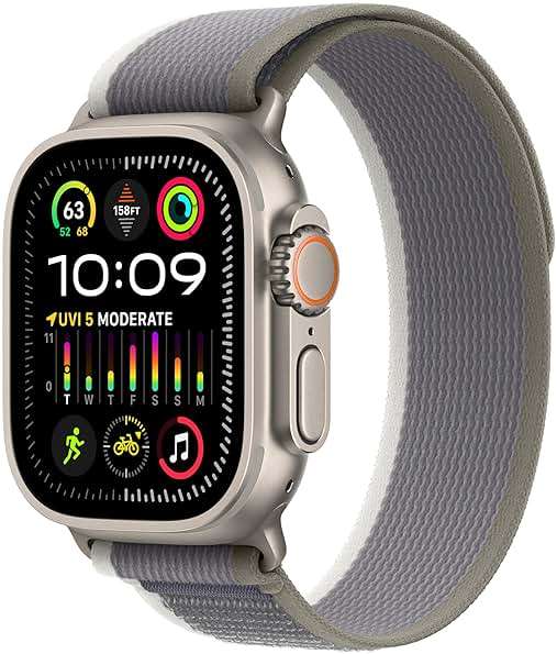 Apple Watch Ultra 2 [GPS + Cellular 49mm] Smartwatch with Rugged Titanium Case & Green/Grey Trail Loop M/L (Renewed) - Image 1