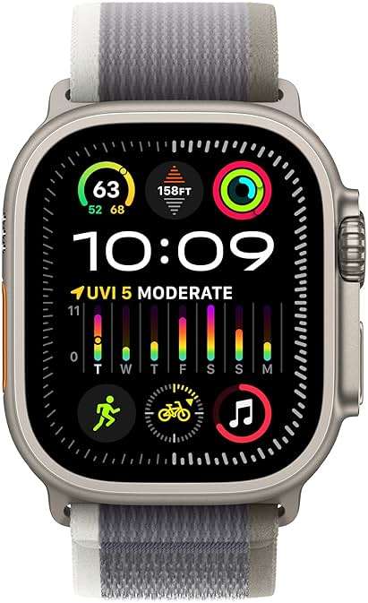 Apple Watch Ultra 2 [GPS + Cellular 49mm] Smartwatch with Rugged Titanium Case & Green/Grey Trail Loop M/L (Renewed) - Image 2