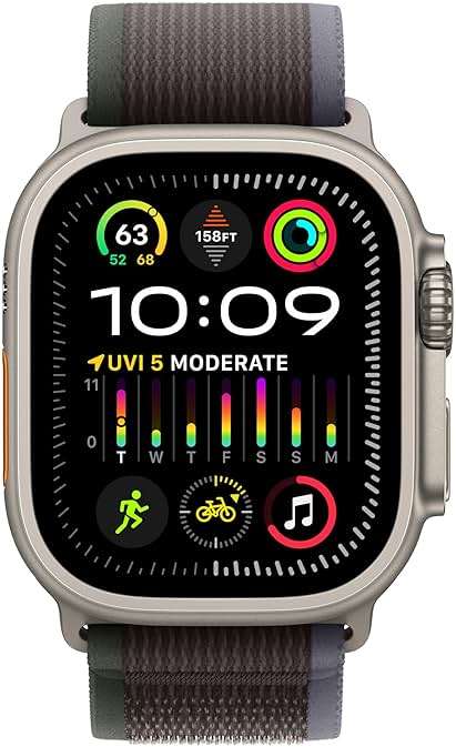 Apple Watch Ultra 2 [GPS + Cellular, 49mm] Titanium Case with Blue/Black Trail Loop, S/M (Renewed) - Image 2