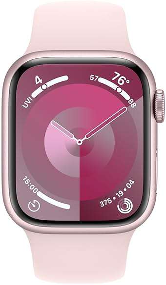 Apple Watch Series 9 [GPS + Cellular 41mm] Pink Aluminum Case with Pink Sport Band S/M (Renewed) - Image 3