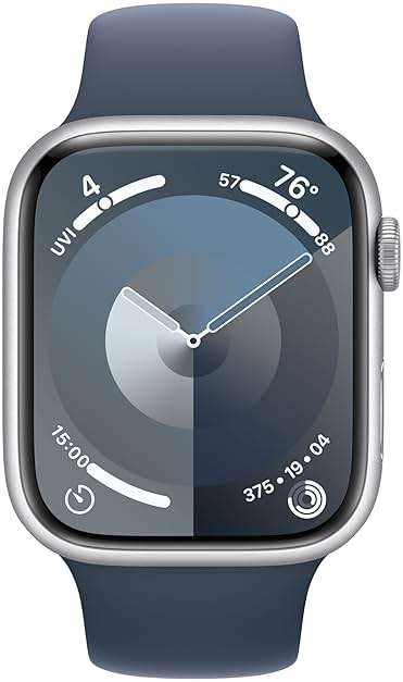 Apple Watch Series 9 [GPS + Cellular, 45mm] - Aluminum Silver Case with Storm Blue Sport Band, M/L - Image 2