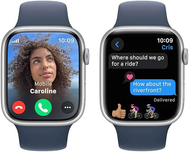 Apple Watch Series 9 [GPS + Cellular, 45mm] - Aluminum Silver Case with Storm Blue Sport Band, M/L - Image 4