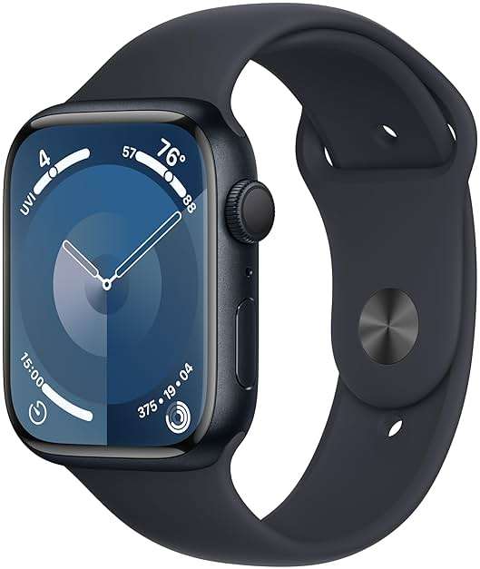 Apple Watch Series 9 [GPS 45mm] Midnight Aluminum Case with Midnight Sport Band, S/M (Renewed) - Image 1
