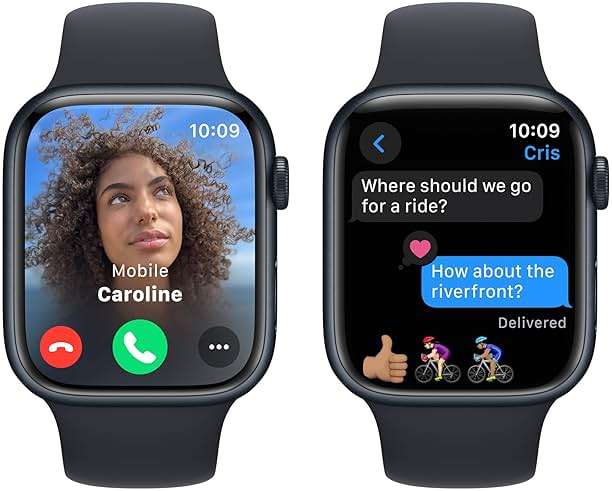 Apple Watch Series 9 [GPS 45mm] Midnight Aluminum Case with Midnight Sport Band, S/M (Renewed) - Image 4