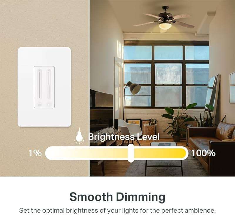Kasa Smart Ceiling Fan Control & Dimmer Switch | Adjustable 4-Speed Fan & Brightness Control | Works w/Apple HomeKit, Alexa & Google Home | 2.4G Wi-Fi Only, Single Pole, Neutral Wire Required | KS240 - Image 5