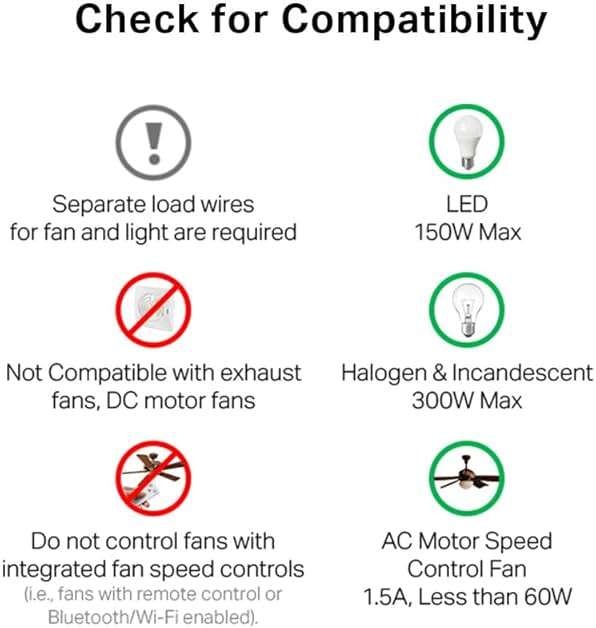 Kasa Smart Ceiling Fan Control & Dimmer Switch | Adjustable 4-Speed Fan & Brightness Control | Works w/Apple HomeKit, Alexa & Google Home | 2.4G Wi-Fi Only, Single Pole, Neutral Wire Required | KS240 - Image 9