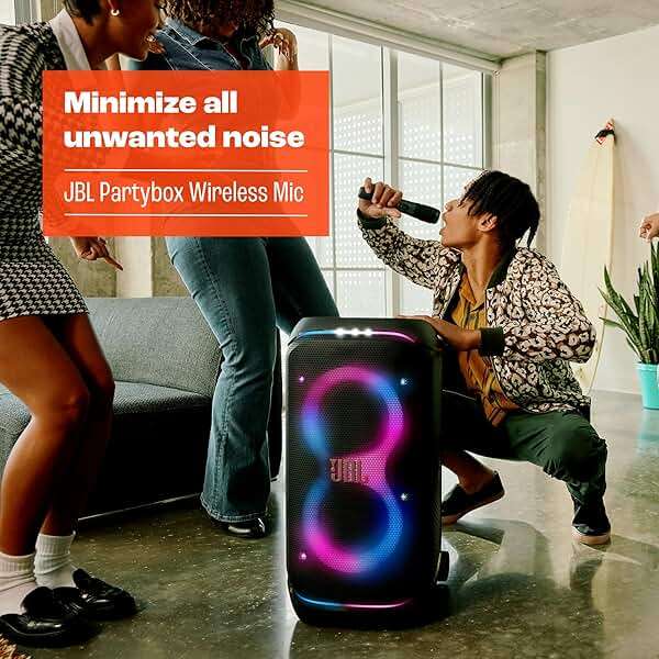 JBL PartyBox Wireless Mic - 2X Digital Wireless Microphones, Rechargeable Battery (20hrs - 700mAh), Clear Voice, Crisp Sound, Stable 2.4GHz Connection, Compatible with All PartyBox Speakers (Black) - Image 6