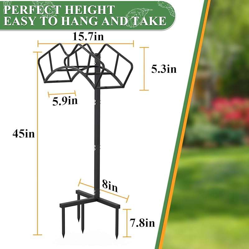 Qatsrin Super Stable Garden Hose Holder, Removable Water Hose Holders Stand Holds 150-Feet Hose, Detachable Hose Storage Hanger Rack for Outside Yard Lawn Farm, Black - Image 2