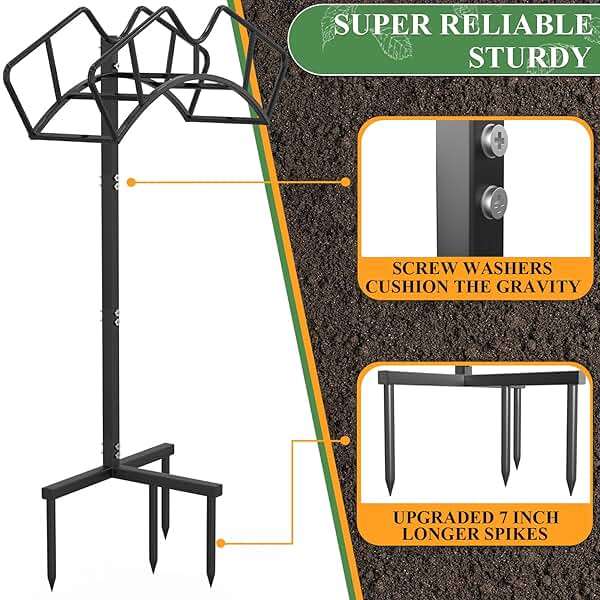 Qatsrin Super Stable Garden Hose Holder, Removable Water Hose Holders Stand Holds 150-Feet Hose, Detachable Hose Storage Hanger Rack for Outside Yard Lawn Farm, Black - Image 5