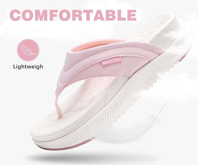 ONCAI Women's Orthotic Cushion Flip Flops Recovery Walking Sandals for Women with Arch Support Summer Comfortable Slip On Flip Flops for Womans Size 6-12 - Image 5