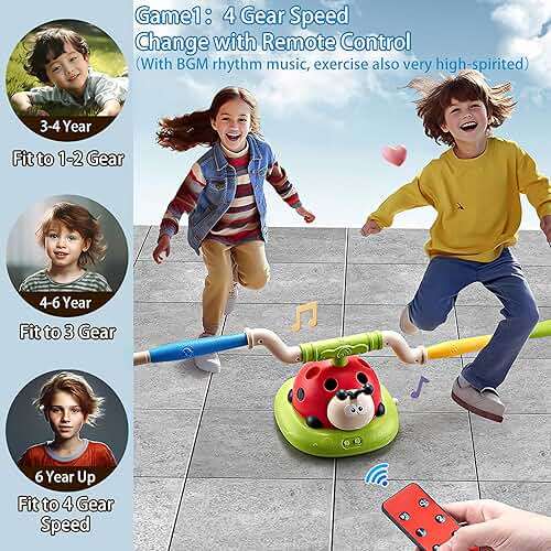 Pobaiyi 3 in 1 Musical Jump, Toss Ring Game and Stomping Launch Rocket Launcher for Kids Outdoor Toys with Remote Control, Indoor Outside Toy for Kids Ages 4-8 Toys for Ages 5-7 8-13 Birthday Gifts - Image 3