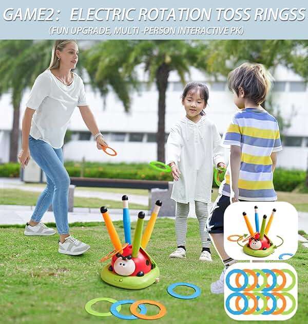 Pobaiyi 3 in 1 Musical Jump, Toss Ring Game and Stomping Launch Rocket Launcher for Kids Outdoor Toys with Remote Control, Indoor Outside Toy for Kids Ages 4-8 Toys for Ages 5-7 8-13 Birthday Gifts - Image 4