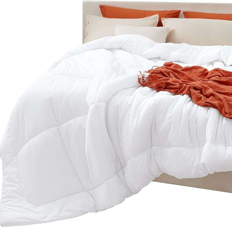 Bedsure Comforters Queen Size Duvet Insert, Quilted Down Alternative Comforter, Ultra Soft Lightweight Comforter Blanket for Bed, with 8 Tabs, Machine Washable, 88x88 in, White - Image 1